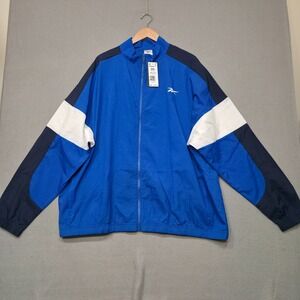 Reebok Men's Blue Full Zippered‎ Train Woven Windbreaker Jacket Size 2XL